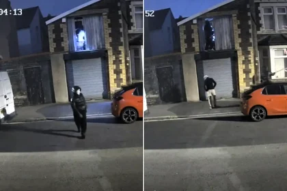 Shocking CCTV shows brazen thieves scaling a Cardiff garage at 3.30am and ripping through its second floor - only to find it full of junk and leave empty-handed.