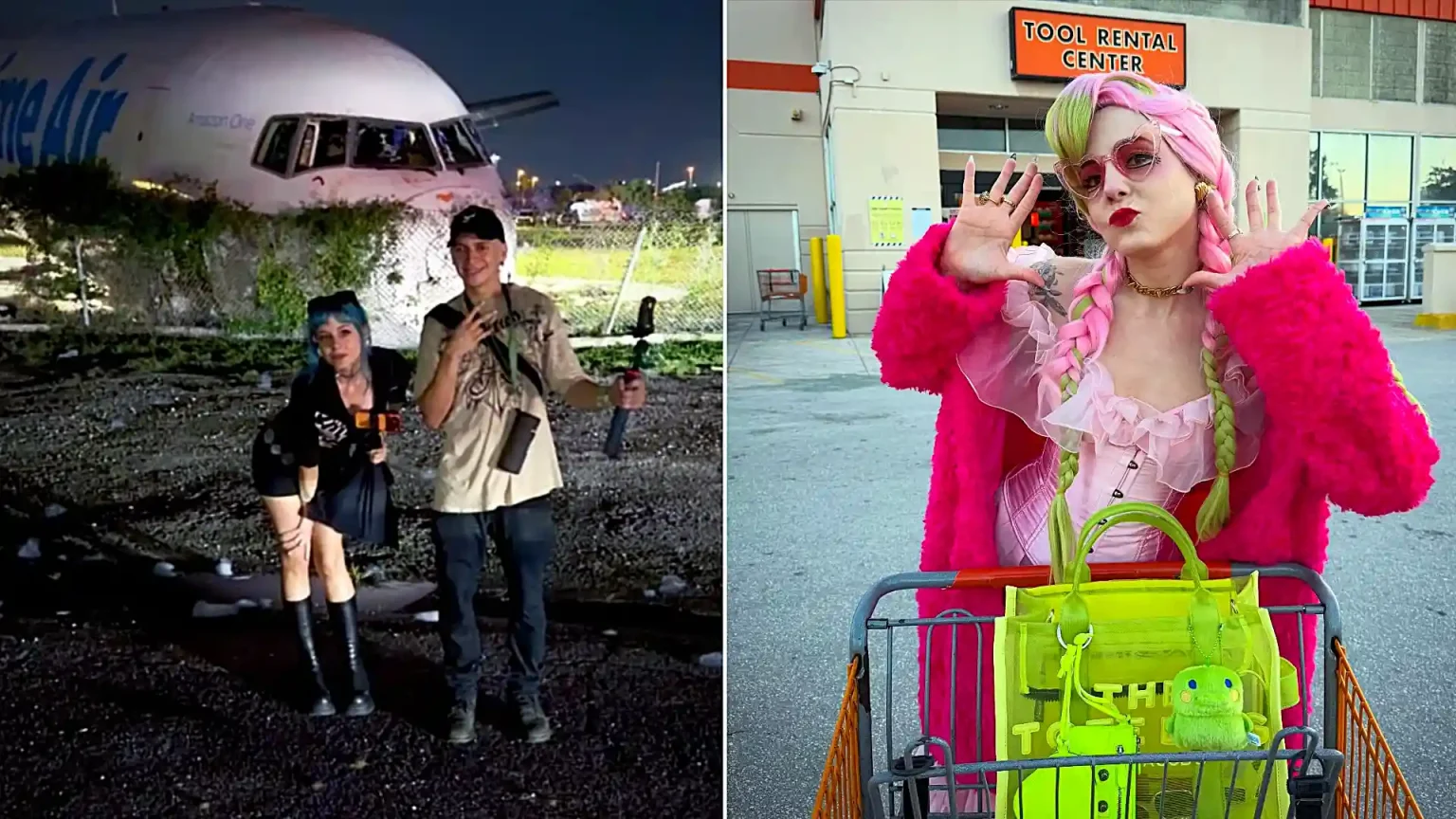 A streamer sparked fury by posing with a peace sign in front of a deadly Amazon plane crash site - she was confronted for trespassing hours after five died.