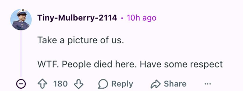 Social media comment on the post of A streamer sparked fury by posing with a peace sign in front of a deadly Amazon plane crash site - she was confronted for trespassing hours after five died.