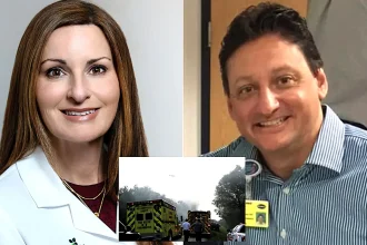 A respected spine surgeon and a hospital worker were killed when their small plane crashed and burst into flames in woods minutes after take-off.