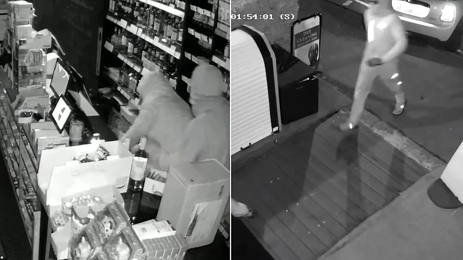 Shocking footage shows a gang of thieves smashing their way into a shop during a late-night raid in a sleepy village - leaving residents appalled.