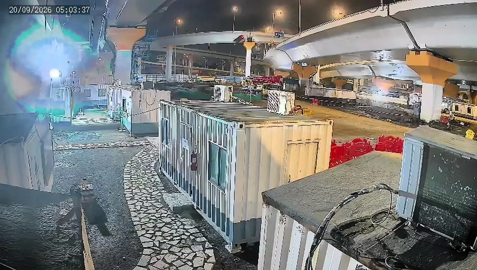 Horror CCTV shows a speeding BMW smash through a flyover wall and plunge 70ft onto a Mumbai building site, killing three students and leaving a fourth critical.
