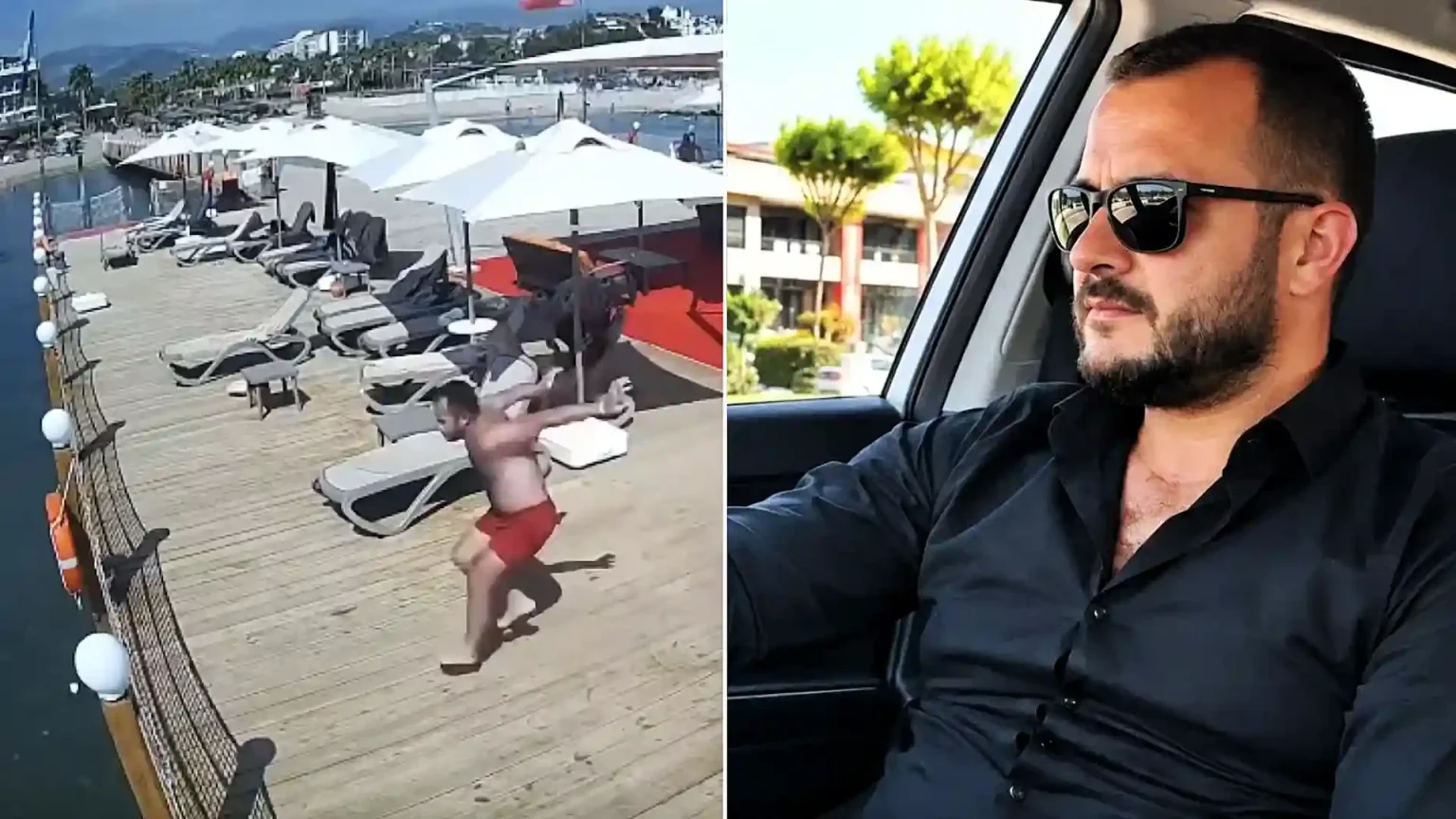 A father of three died after diving headfirst off a hotel pier in Turkey into water just 50cm deep - CCTV showed him ignoring signs banning jumping.