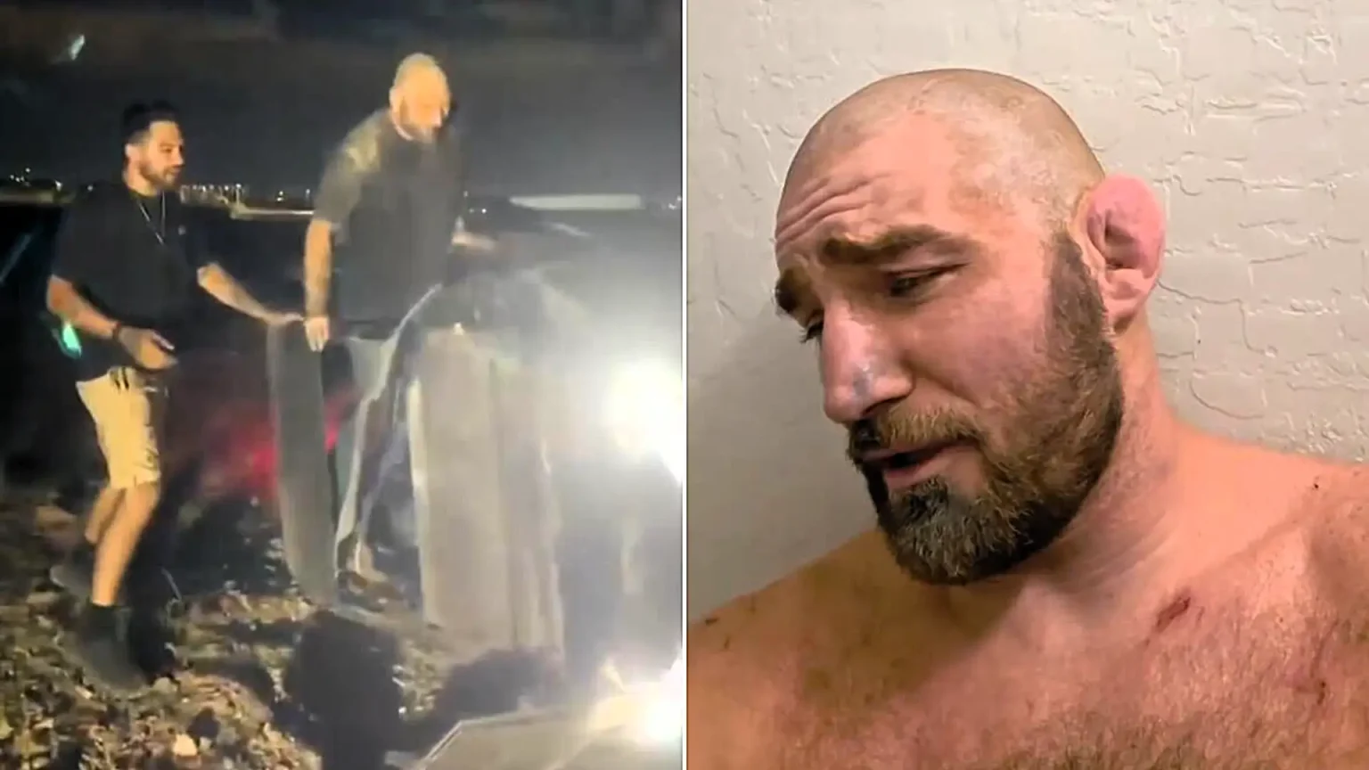 UFC champ Sean Strickland says his head smashed the ground at 60mph as his vehicle rolled six times - he had no helmet on and was sparring the next day.