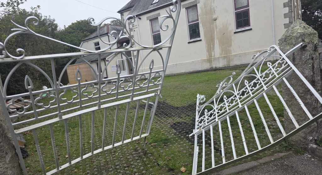 A mosque has been repeatedly rammed by a car before suspected vandals poured an oily substance across its grounds - with police treating it as racially aggravated.