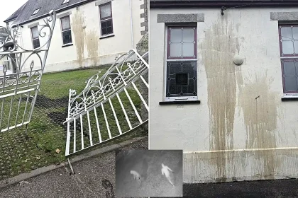 A mosque has been repeatedly rammed by a car before suspected vandals poured an oily substance across its grounds - with police treating it as racially aggravated.