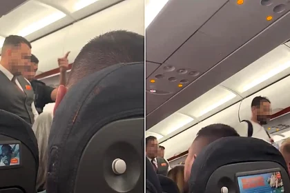 Four Brits were escorted off an easyJet flight by police after vaping on the sly for five hours - delaying every other passenger by 25 minutes.