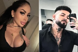 A major police investigation is underway after a 28-year-old hairstylist was found dead inside a suitcase floating in a river - with her boyfriend now on the run.