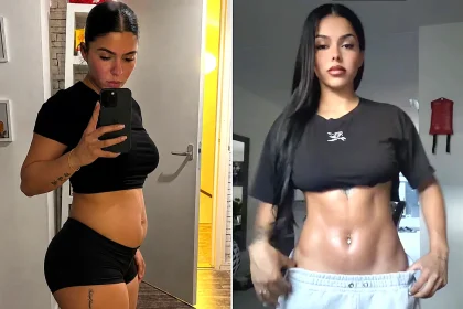A woman looks almost unrecognisable two months after dumping her fiancé - despite weighing exactly the same, thanks to plummeting cortisol levels.