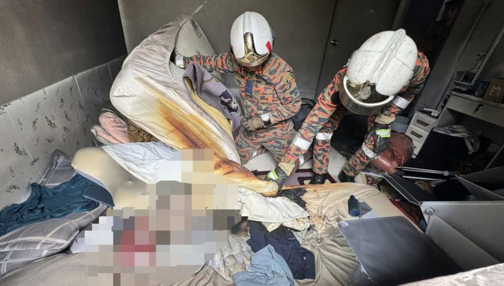 Firefighters tackling a house blaze in Malaysia were stunned to find the suspected cause - a sex toy left charging on a mattress that went up in flames.