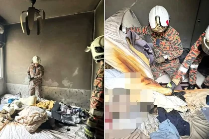 Firefighters tackling a house blaze in Malaysia were stunned to find the suspected cause - a sex toy left charging on a mattress that went up in flames.