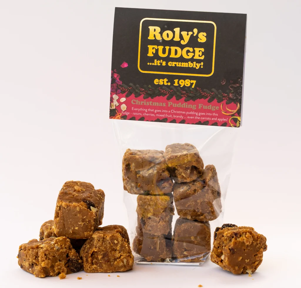 Can't wait for Christmas pudding? Roly's Fudge is bringing back its festive fudge packed with brandy, stout, spices and dried fruit, made in batches of just 100 portions.