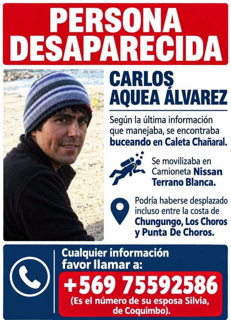 Equipment belonging to a missing spearfishing champion has been found with possible bite marks off Chile - sparking fears he was involved in an incident with sharks.