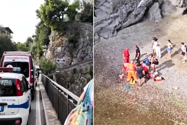 American tourist seriously injured after jumping 100ft from bridge above Italy's Fiordo di Furore gorge. Suspected spinal injury after awkward water impact on Amalfi Coast.