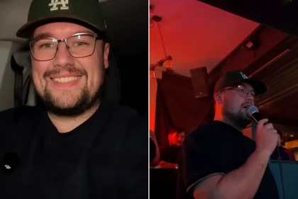 Drunk woman crashes pub quiz night by heckling the host and demanding he plays birthday songs instead - the viral clip has racked up over 413,000 views.