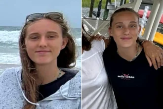 Anna Mellano at the beach in a grey hoodie and a smiling portrait photo outdoors.