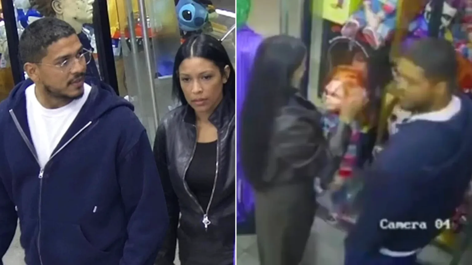 A couple have been caught on camera stealing a creepy Chucky doll from a shop just days before Halloween. The pair appeared to pose as customers before making off with.