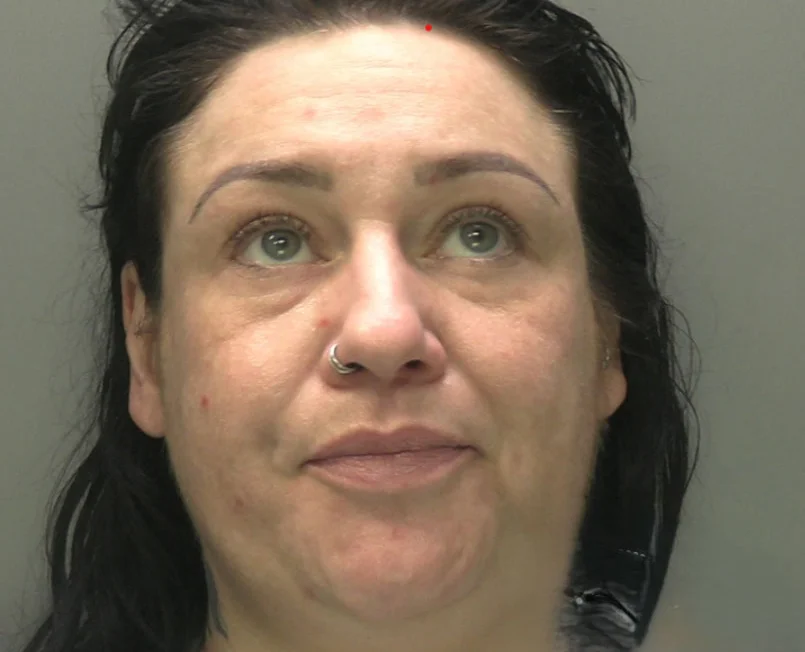 Gabriella Federico, dark-haired woman in her 40s, mugshot against grey background.