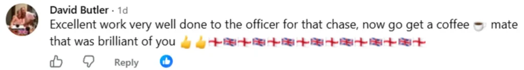 A fit cop chased down a suspected burglar shouting: 'I can go all day, mate', before catching him. Dramatic footage showed the officer chasing down the suspect.