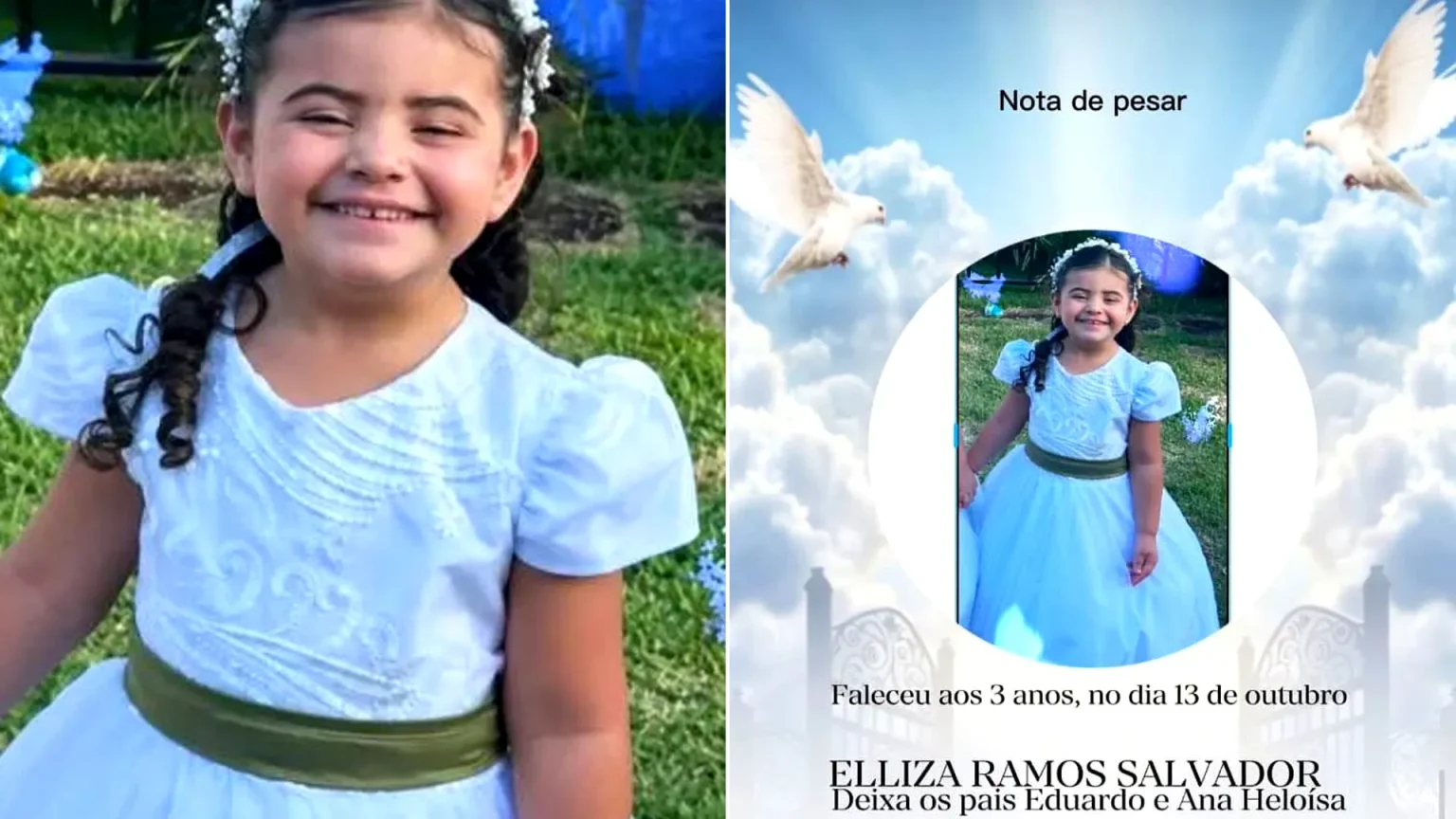 Three-year-old girl Elliza Ramos Salvador killed after being struck by forklift driven by her uncle at biscuit factory in Brazil. The tragic accident occurred when she ran into the vehicle's path.
