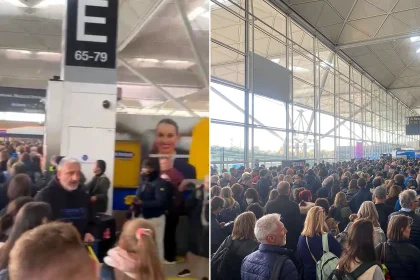 Hundreds of passengers were left trapped in a major UK airport due to a ‘power outage’ with alarms blasting in the terminal.