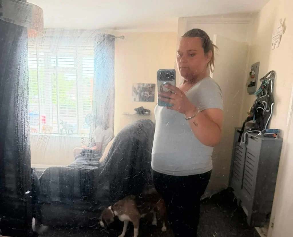 Woman loses half her body weight on Mounjaro after ex called her fat daily and finds love with fellow dieter in WhatsApp support group.