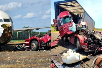A lorry driver lost control and slammed head-on into a Boeing 727 that was being displayed at a petrol station. The 46-year-old driver is believed to have suffered a.