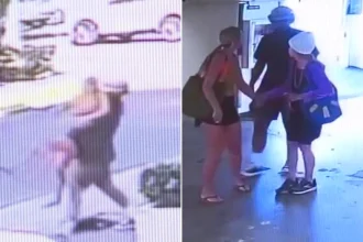 A man has been arrested after allegedly trying to kidnap a woman in broad daylight, with the terrifying incident caught on camera.