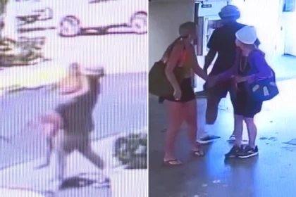 A man has been arrested after allegedly trying to kidnap a woman in broad daylight, with the terrifying incident caught on camera.