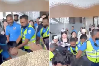 Furious passengers clashed with police at Velana International Airport in the Maldives after a 16-hour flight delay to China sparked a mass brawl at check-in.