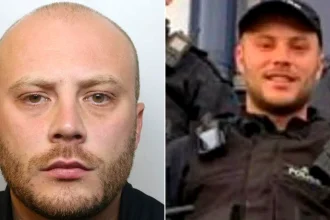 Ex-police officer Ryan Theaker jailed for 11 years after raping woman who told him 'get off me' 300 times during 82-minute assault in Liverpool hotel room.