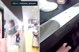 Police officer saves toddler after he slips between train and platform while mum boards with luggage. The terrifying incident in China sparks outrage online.