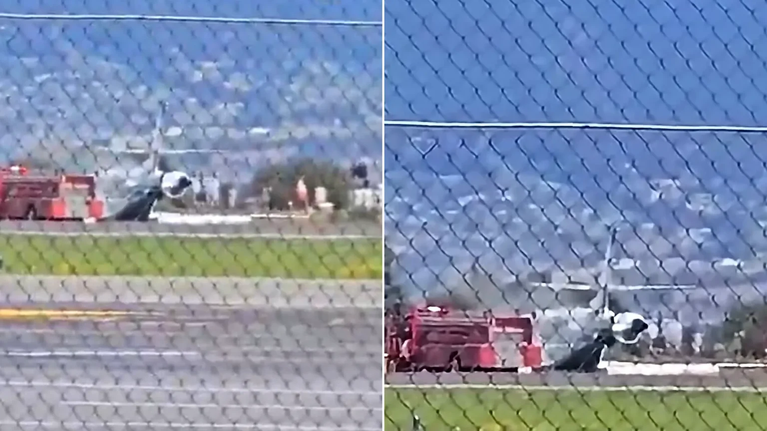 A private jet has been evacuated on a runway after suffering an electrical failure during landing. Footage showed smoke coming from the aircraft as emergency crews.