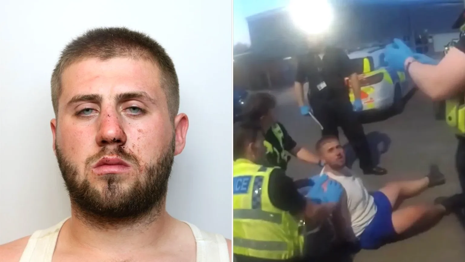 Reckless 20-year-old jailed for 32 months after driving 140mph the wrong way down motorway, ramming police cars and endangering hundreds of road users and a child.