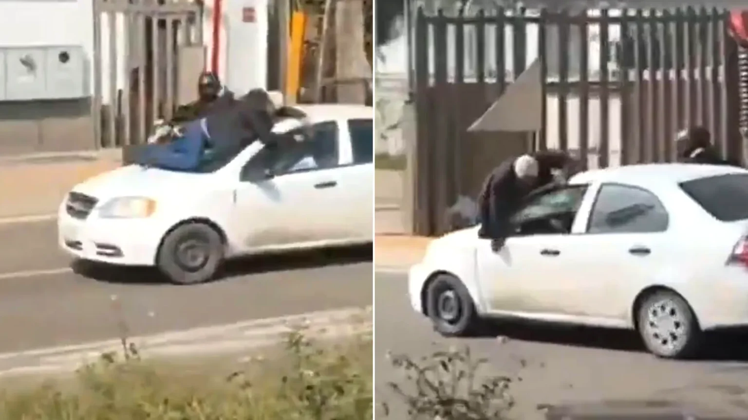 Man clings to bonnet of speeding car after motorway smash in Mexico. Driver allegedly fled scene, sparking dangerous road rage confrontation that ended in windscreen smashing.