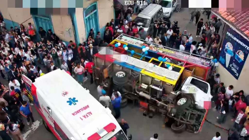 Party truck overturns during graduation celebration in Ecuador, injuring 22 students. Multiple hospitalisations reported after vehicle tips onto its side in Azogues.