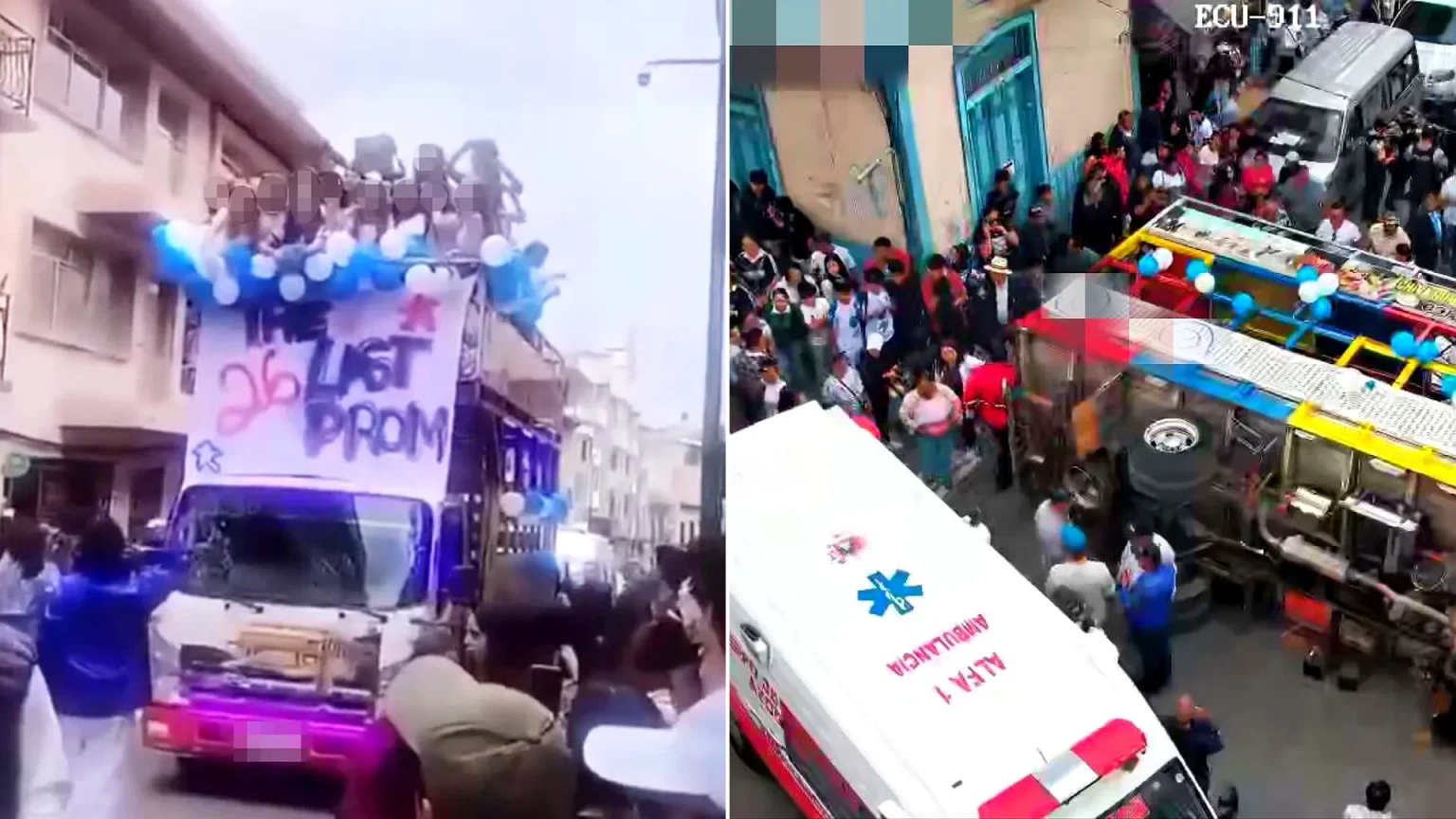 Party truck overturns during graduation celebration in Ecuador, injuring 22 students. Multiple hospitalisations reported after vehicle tips onto its side in Azogues.