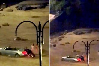 Tourist's Mercedes gets stuck on Cornish beach at 11pm in late-night mishap, sparking online ridicule from locals about the expensive car owner's lack of sense.