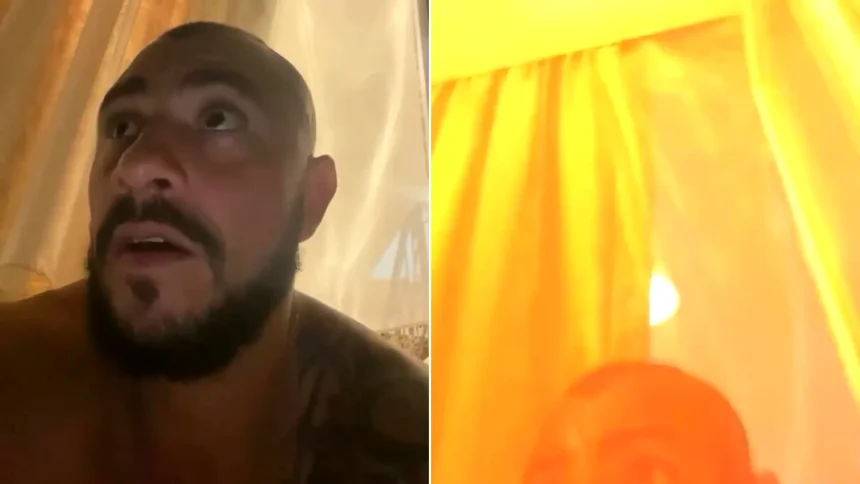 Brazilian volunteer filming selfie video captures terrifying moment suicide drone strikes building in Kharkiv, Ukraine. Four others injured in Russian attack on residential area.