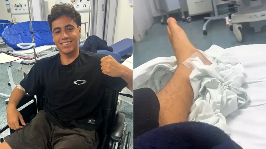 Teenage surf champion Rickson Falcão survives being shot four times in a drive-by shooting at a snack bar in Brazil. One person was killed in the attack.