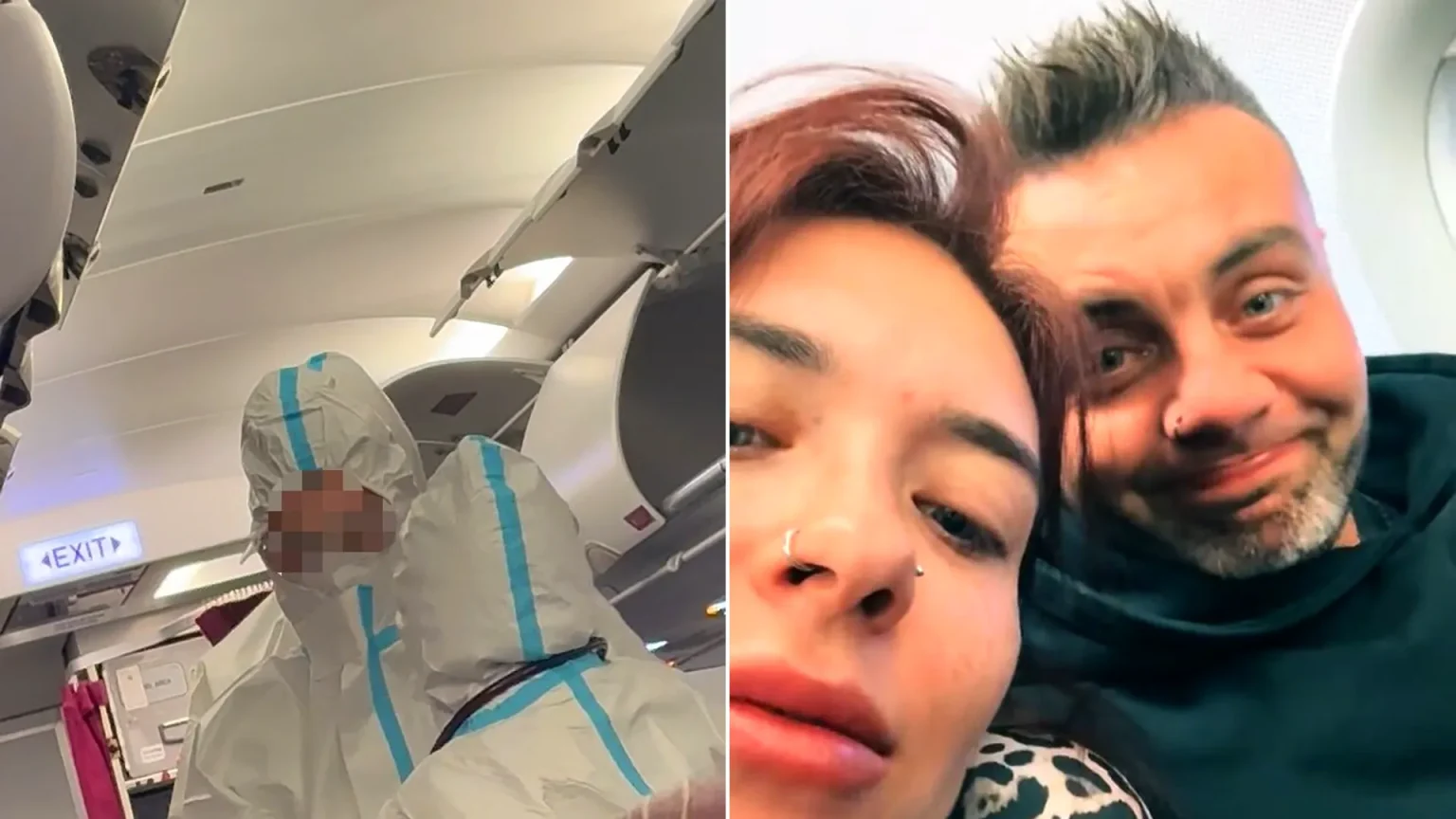 Medics in ‘hazmat suits’ boarded a plane after a suspected Norovirus outbreak took place on a flight with three passengers hospitalised.