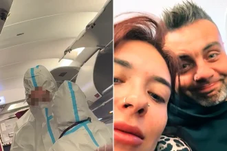 Medics in ‘hazmat suits’ boarded a plane after a suspected Norovirus outbreak took place on a flight with three passengers hospitalised.