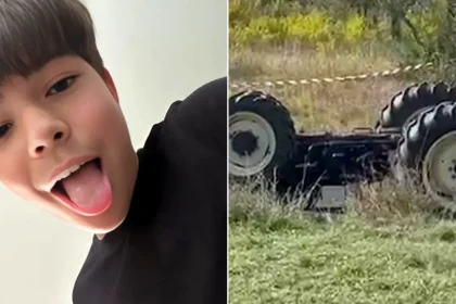 A 15-year-old boy was crushed to death when his grandfather’s tractor overturned during a joyride. Leonardo Accioli was spending the evening with friends at his.