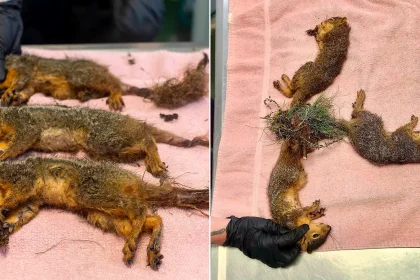 Three baby squirrels have undergone emergency surgery after being discovered fused together by their tails in an exceptionally rare phenomenon known as a 'squirrel king'.