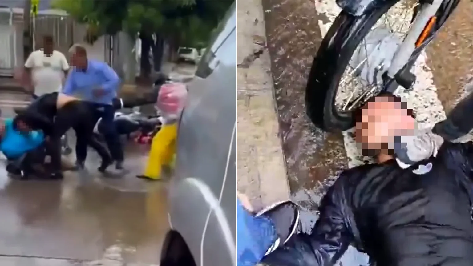 A woman was saved by at least six passers-by after her knife-wielding ex allegedly chased her down and stabbed her in the street.