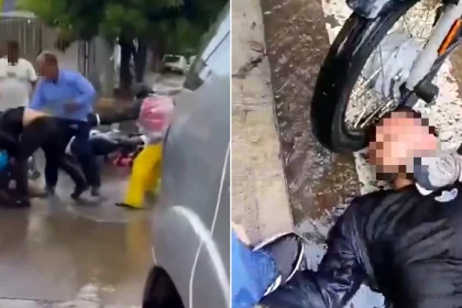 A woman was saved by at least six passers-by after her knife-wielding ex allegedly chased her down and stabbed her in the street.