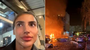 Woman filming selfie captured terrifying moment Russian missile struck Ukrainian suburb killing three people. At least 22 injured in attack on Pisochyn near Kharkiv on Sunday.