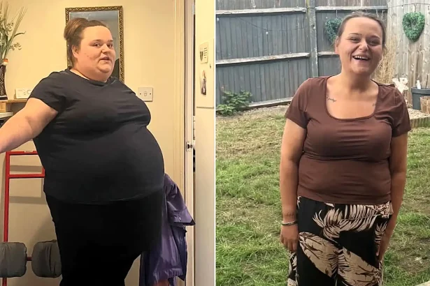Woman loses half her body weight on Mounjaro after ex called her fat daily and finds love with fellow dieter in WhatsApp support group.